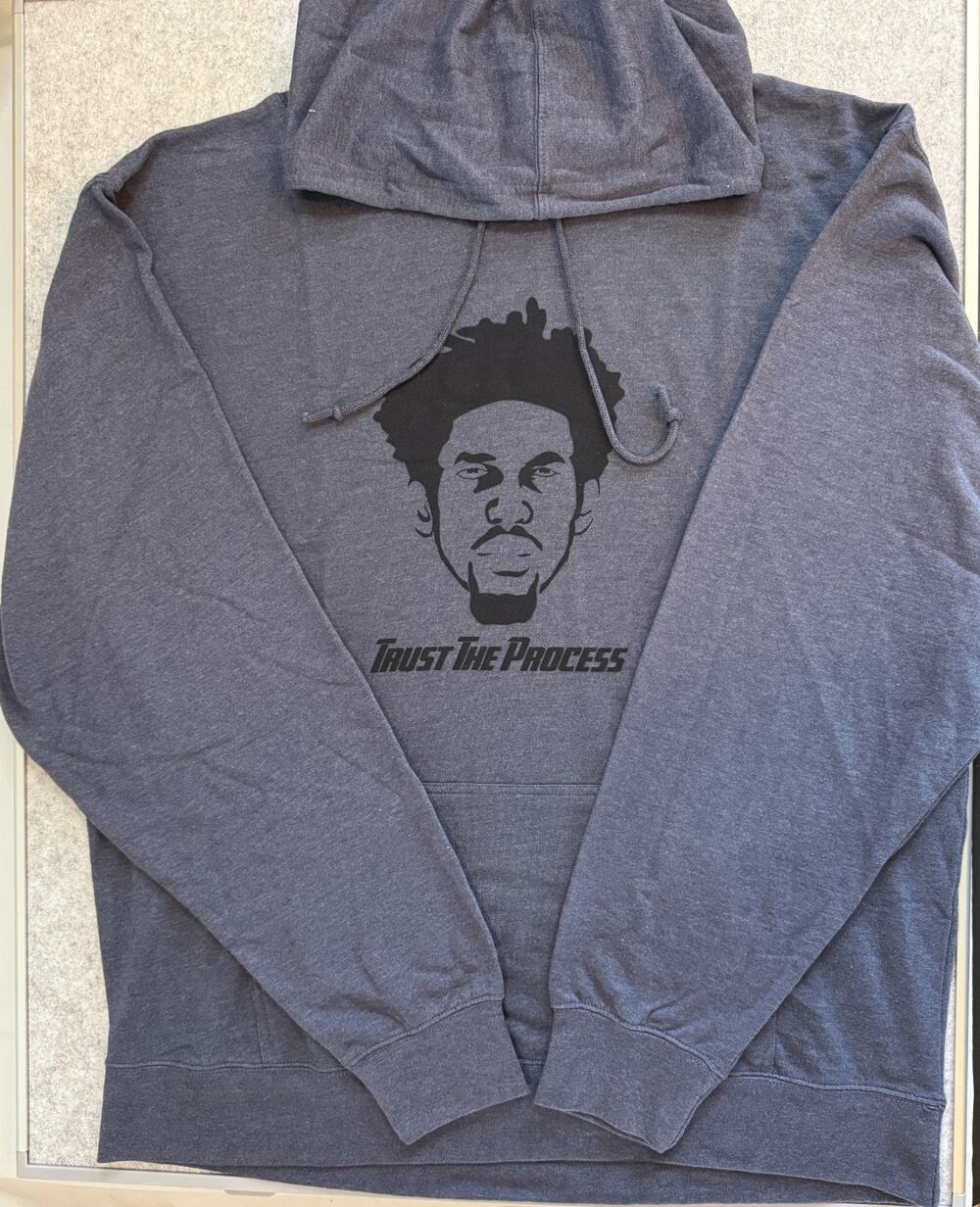 Trust The Process Joel Embiid Hoodie 3XL Gray Delta Fleece Pullover NBA 76ers